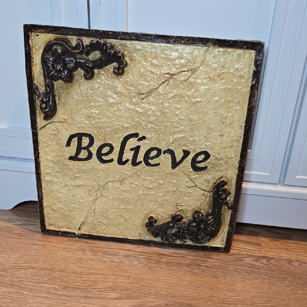 Decorative Wall Art with 'Believe' Text